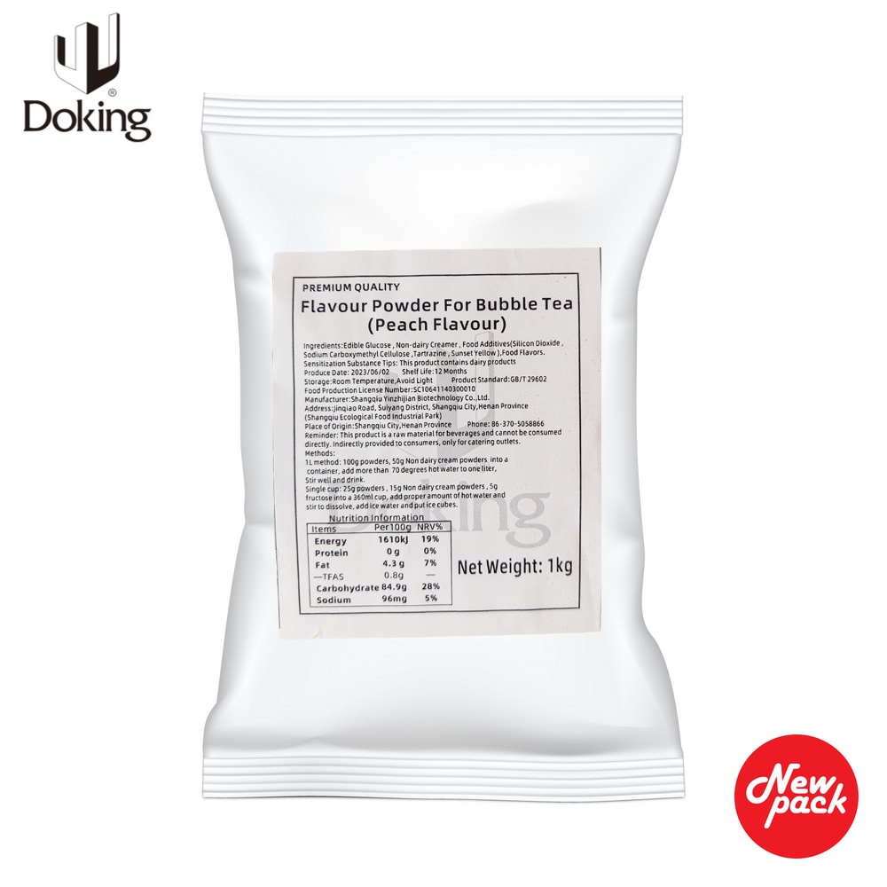 [GRO-BT-Peach] Doking Boba Bubble Tea Powder - Peach Premium Quality Fruit Flavour - 1 Kg