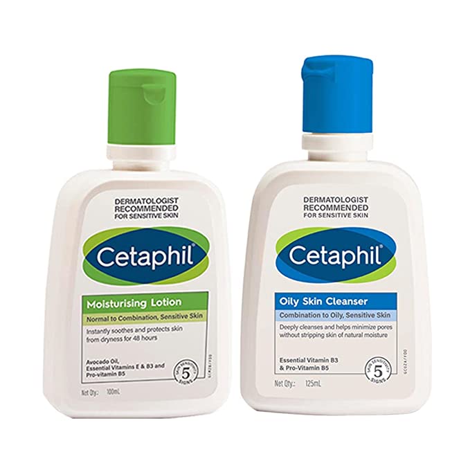 [124721606-1677143584990-0] Cetaphil Skin Care Combo With Moisturizer For Oily Skin - Oily Skin Cleanser - Oil Remover Face Wash -125Ml | Moisturizing Lotion 100Ml