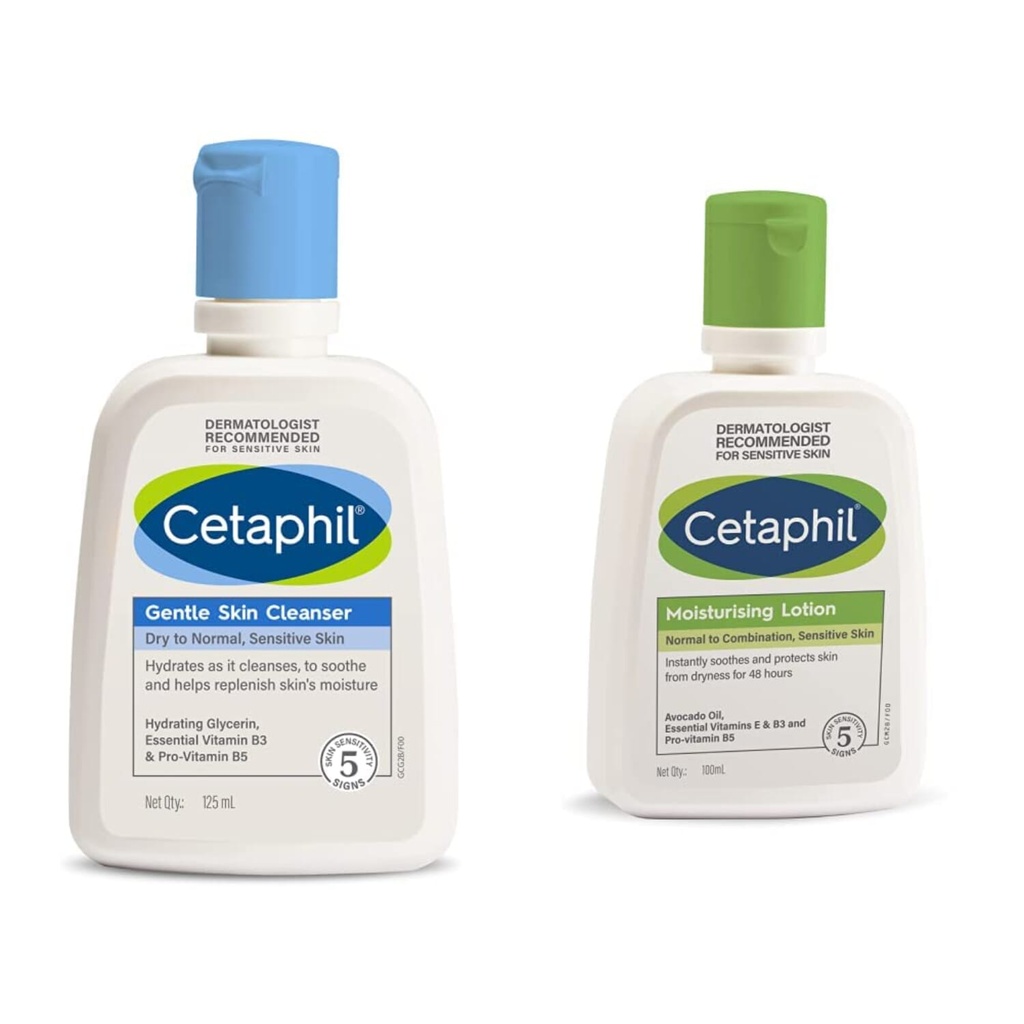 [124726078-1677142866568-0] Cetaphil Skin Cleanser, 125ml & Moisturising Lotion 100ml