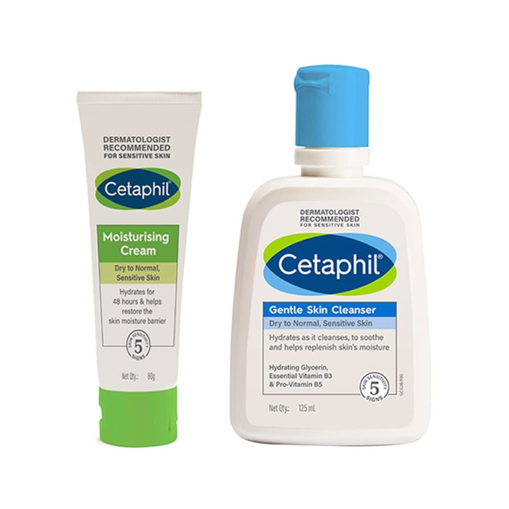 [124680169-1677047632564-0] Cetaphil Moisturising Cream - 80g and Genle Cleanser - 125ml