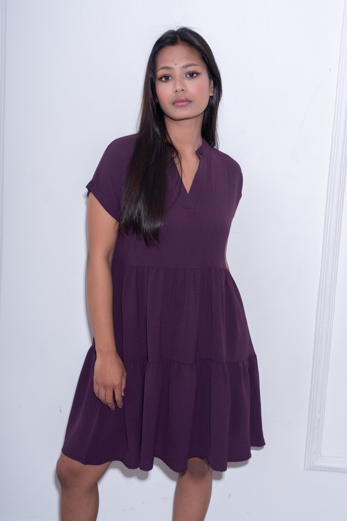[1513803989-1773387453085-3] BASEMARK SOLID TIERED DRESS FOR WOMEN