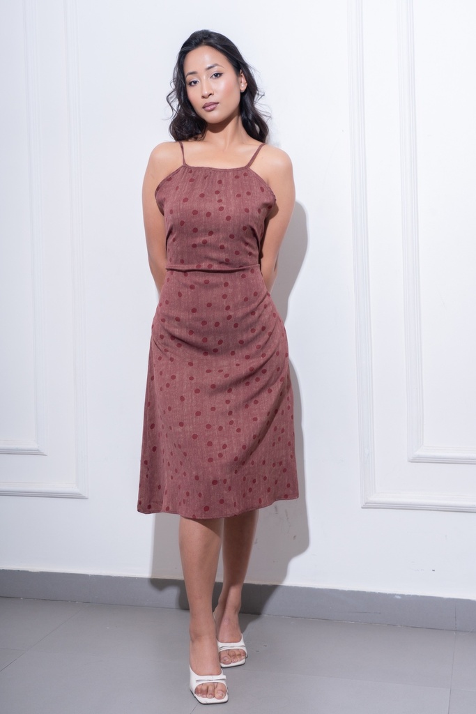 [1512983150-1772090752882-1] BASEMARK POLKA MIDI DRESS FOR WOMEN