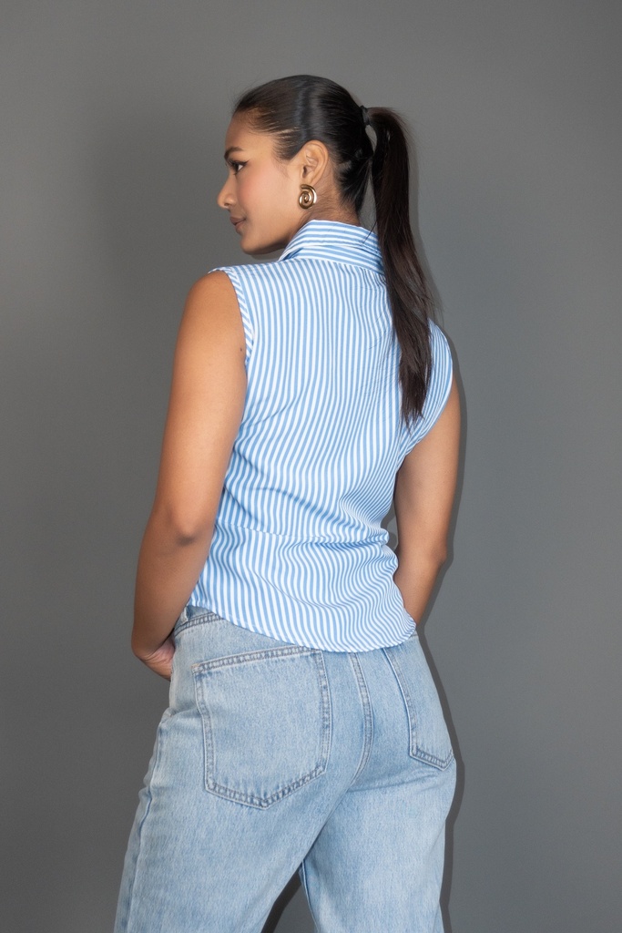 [1512514066-1771575880020-3] BASEMARK CROP STRIPE SHIRT FOR WOMEN