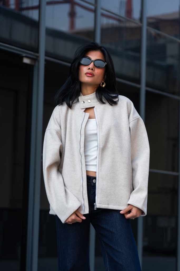 BASEMARK WOOLEN BIKER JACKET FOR WOMEN