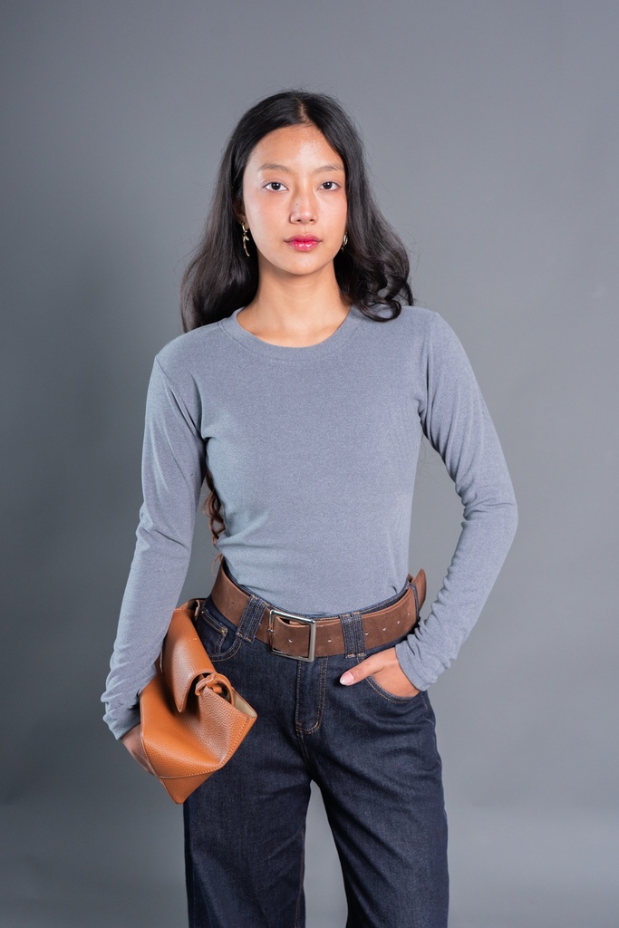 BASEMARK FLEECE ROUND NECK TEE FOR WOMEN