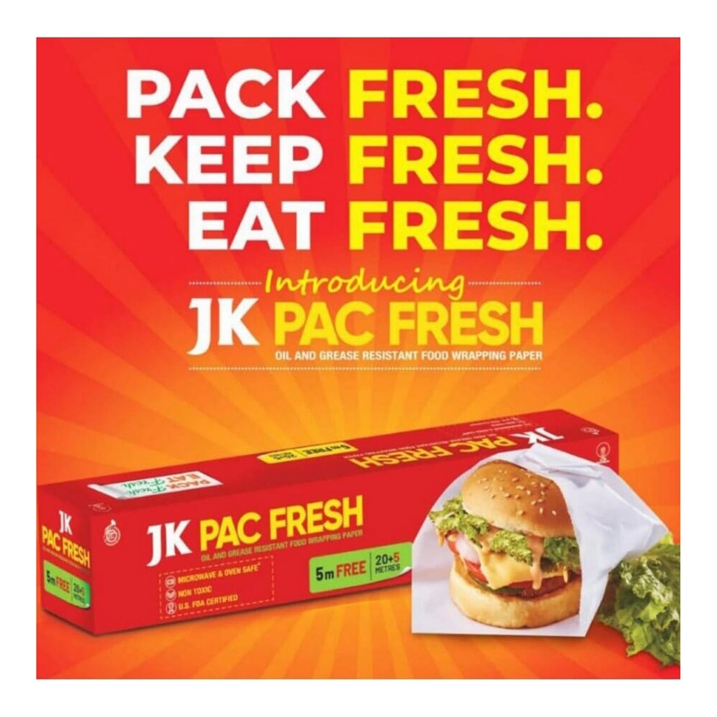 Jk Pac Fresh Food Wrapping - Butter Paper - Baking Paper (2500 cm x 28 cm) - Grease Resistant Food Wrapping Paper |