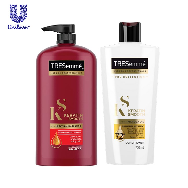 Tresemme keratin smooth shampoo 1 L+Tresemme conditioner 700 ml Combo
