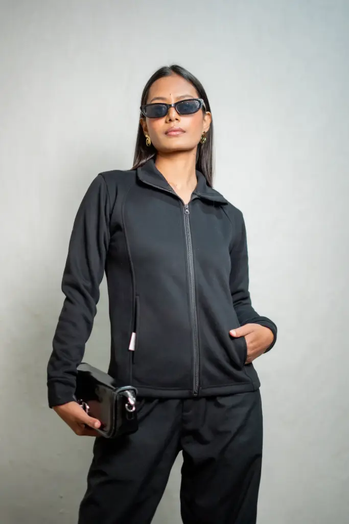 BASEMARK ZIP UP JACKET FOR WOMEN (black, S)