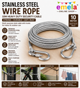 Stainless Steel Wire Rope 5m Heavy Duty Security Cable with Hooks – Strong Anti-Rust Steel Rope for Gate, Bike, Outdoor Use & Cloth Drying