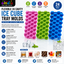 Flexible 24 Cavity Ice Cube Tray Mold Trays for Freezer Moulds Small Cubes Easy Release Whiskey Fridge Bar Soft Smooth Rubber Ice Tray