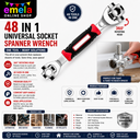 48 in 1 Universal Socket Spanner Wrench | 360° Rotating Head Multifunction Spanner Tool with Chrome Vanadium Steel | Professional Grade Dog Bone Wrench for Home, Car, Bike Repair & Maintenance