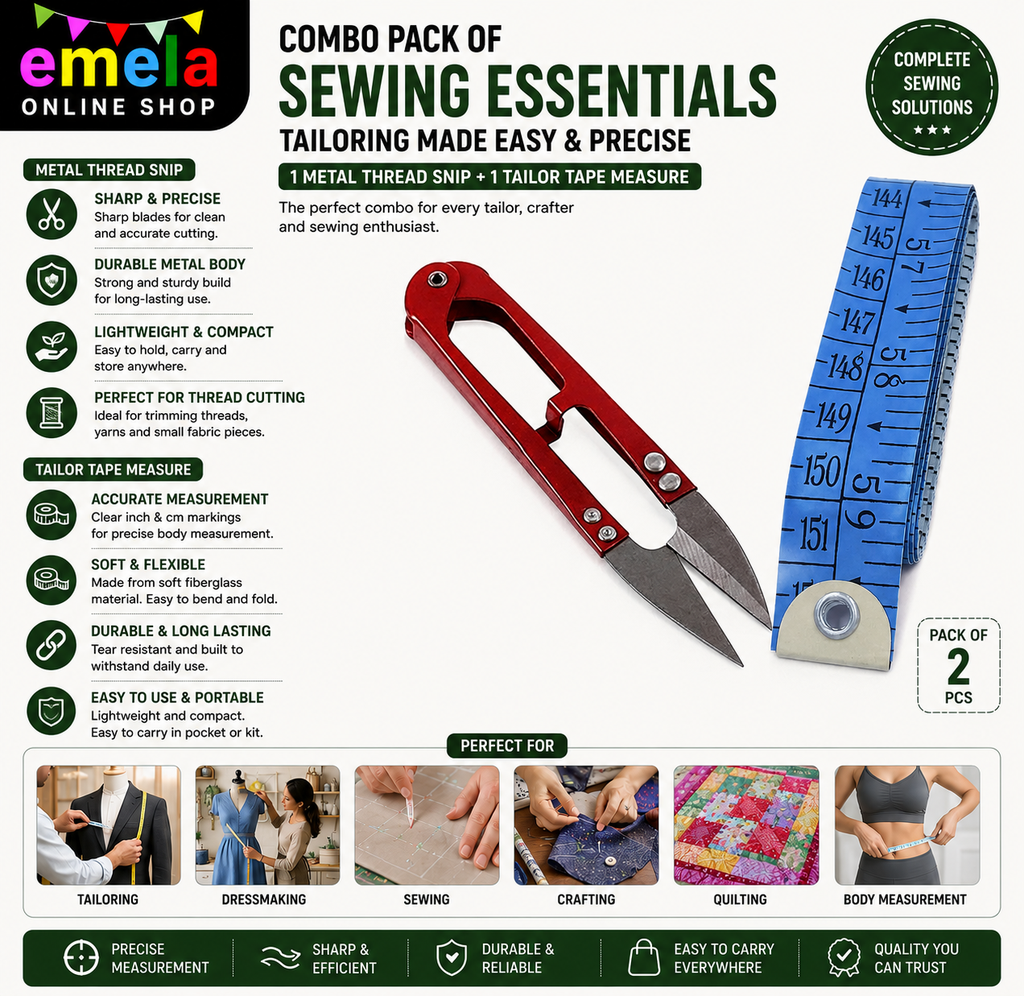 Combo Pack of 1 Metal Sewing Snips Thread Cutter Scissors and 1 Sewing Tailor Tape