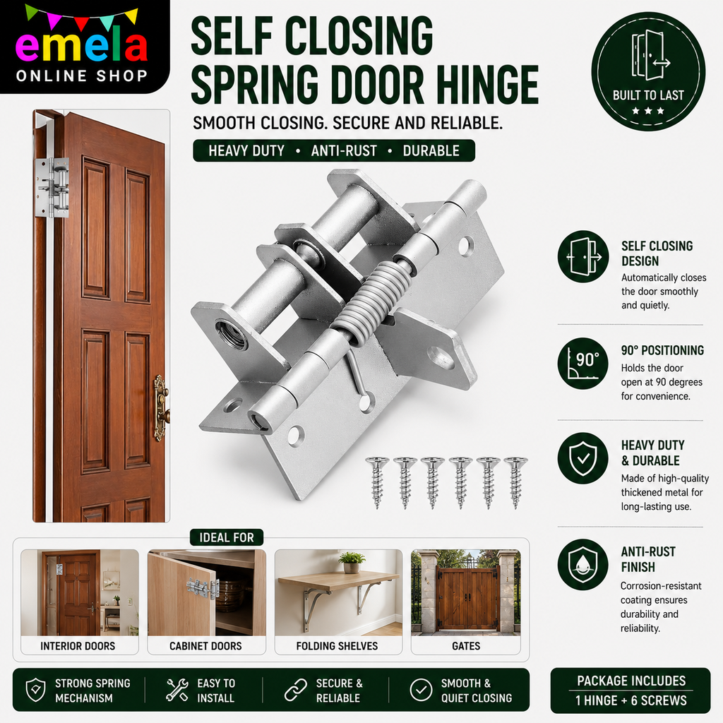 Self Closing Spring Door Hinge,Heavy Duty Folding Shelf Hinges,Invisible Automatic Door Closer Hinge with 90-Degree Positioning,Anti-Rust Door Closing