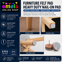 Furniture Felt Pad Heavy Duty Nail-on Pad for Furniture, Chair, Table Leg Feet Floor Protectors Slide Smoothly, Floor Protector for Wooden Furniture, 2cm (Big Size), Brown, 8 pcs
