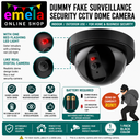 1-Pack Dummy Fake Surveillance Security CCTV Dome Camera Indoor/Outdoor with One Flashing Red LED Light for Home and Businesses Security (Black)