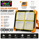 Solar Light - Portable Flood Light with Solar Powered & USB Battery Rechargeable 5 Modes Portable Camping Lamp - Ideal for Hurricane, Garage, Fishing,