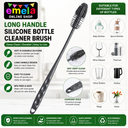 Long Handle Silicone Bottle Cleaner Brush for Washing Water Bottle || Solution Bottle Mug Cleaning Brush || [Color - Grey] [Pack of 1]
