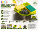 Kitchen Soap Stand for Sink with Tray – Compact Plastic Kitchen Soap Stand for Sink, Corner Storage Rack for Sponge, Scrubber & Dish Soap (Green, Pack of 1)