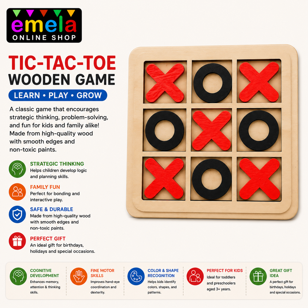 [WOOD PUZZLESS -TIC TAC TOY] Wooden Educational Puzzle Board, Tangram, Building Blocks and Tic-Tac-Toe Game Set, Mathematics Puzzle, Multicolour