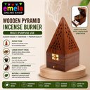 Wooden Pyramid Handmade Incense Burner Stick Holder Ash Catcher Wood Home Decor Holder Agarbatti & Dhoop Dan(Box) Brown Includes Storage Compartment for Incense Sticks