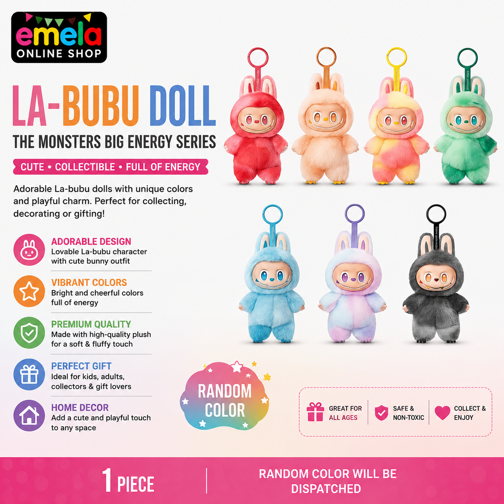 La-bubu Doll Character Action Figure Design Collectible Toys Home Decorations The Monsters Big Energy Series Cute Toy Gift Original for Kids and Adults (Rendom Color) (Labub.u, 1, Piece)