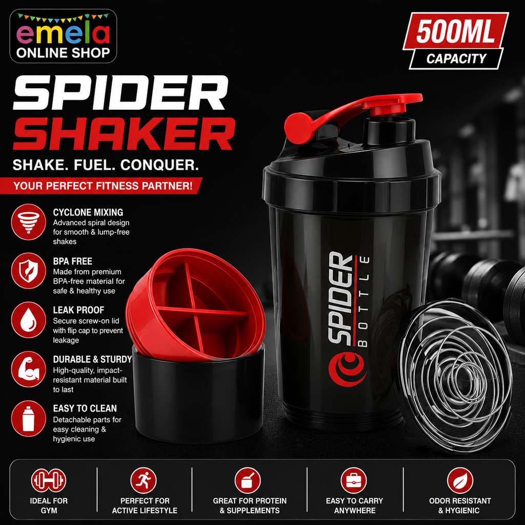 Spider Shaker | Spider Protein Shaker | Spider Shaker Bottle | Gym Shaker | Cyclone Shaker | Protein Shaker | Gym Protein Shaker | Gym Bottle | BPA Free Shaker | Shaker 500ml (Red)